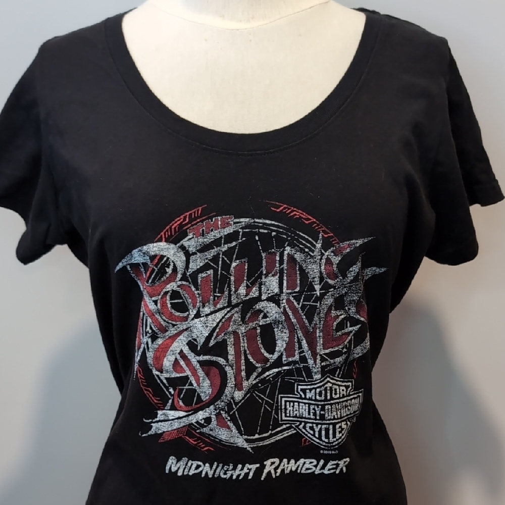 Harley Davidson X Rolling Stones Black Graphic Tee